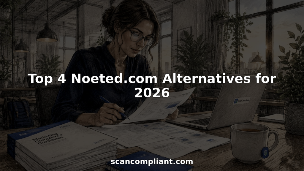 Marketing compliance specialist reviewing printed drafts
