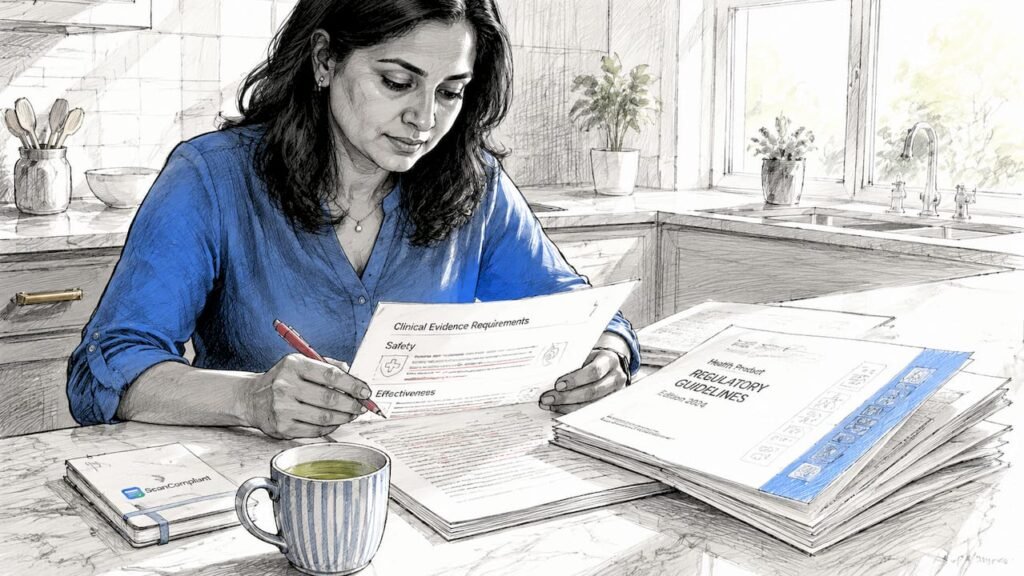 Editor reviewing printed health content documents