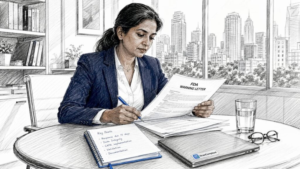 Woman reviewing FDA regulatory documents