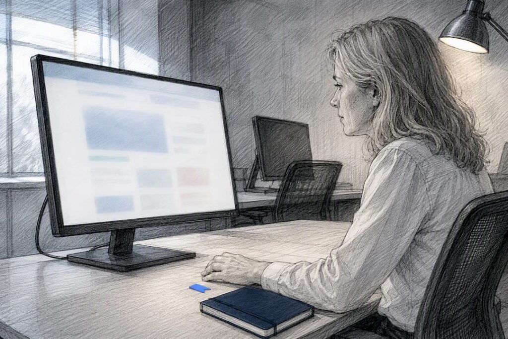 Editor reviewing a healthcare website claims audit