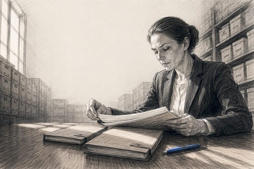 Attorney reviewing healthcare claim evidence